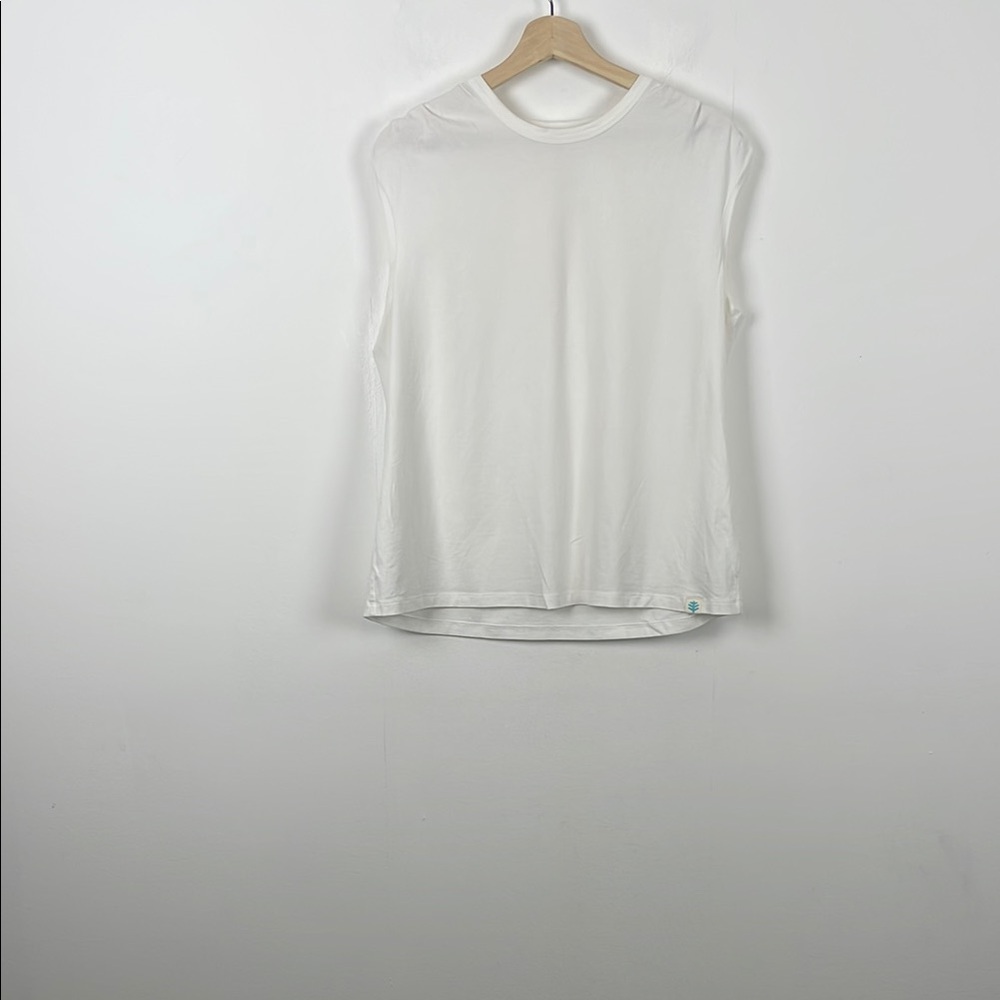Coolibar UPF 50+ Bocca Casual Women's XL White Sleeveless Pleat Shoulder Top